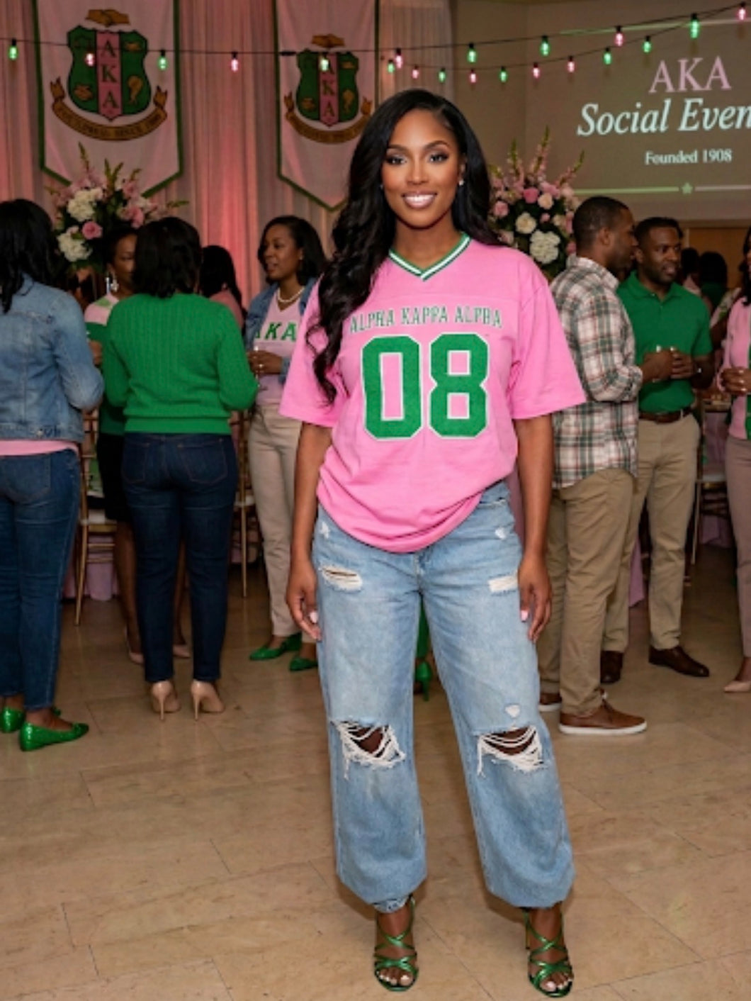 AKA OVERSIZED CHENILLE FOOTBALL JERSEY TEE_PINK