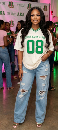AKA OVERSIZED CHENILLE FOOTBALL JERSEY TEE_IVORY