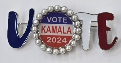 Vote Kamala Harris pin with pearls