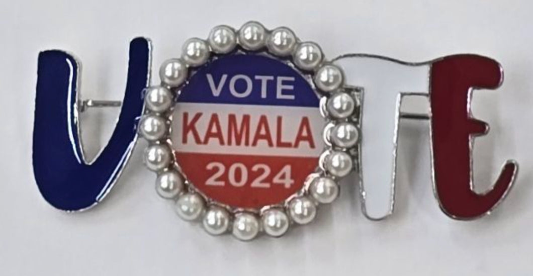 Vote Kamala Harris pin with pearls