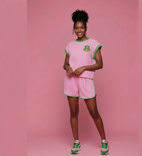 The Quilted Ivy Short Set in pink