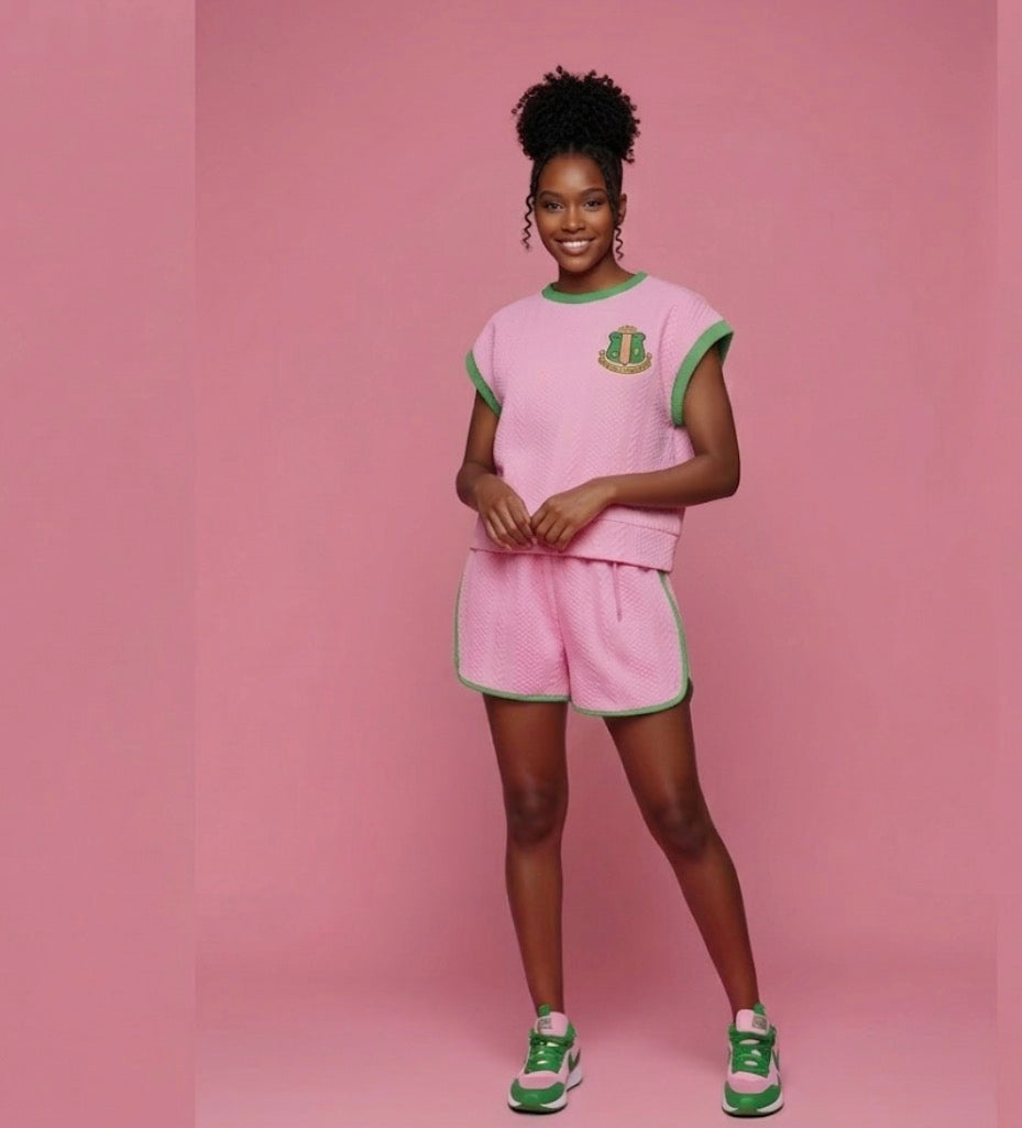 The Quilted Ivy Short Set in pink
