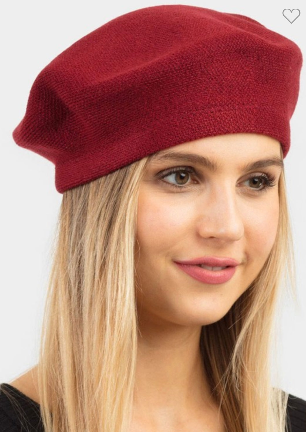 Burgundy stretchy beret hat