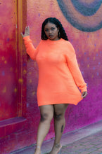 Pumpkin Spice Coarl Knit Ribbed Sweater Dress